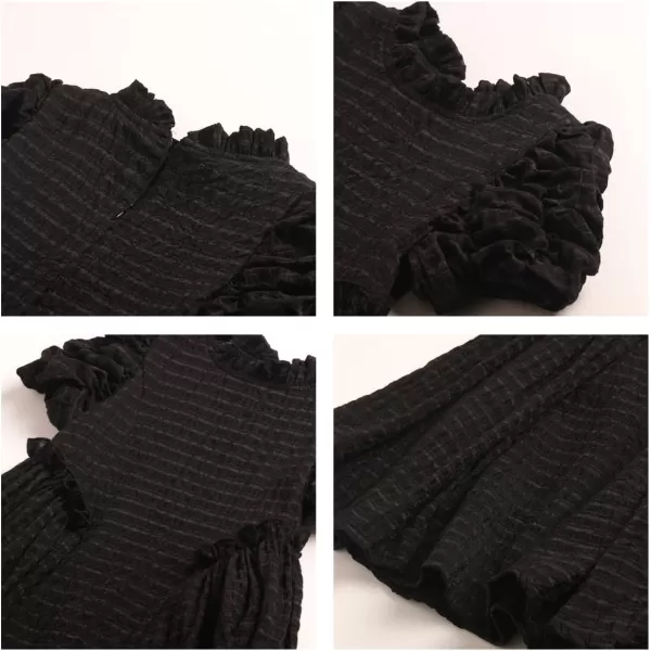 WELAKEN Girls Ruffle Dress Puff Sleeves Summer Casual Sundress with Lining for Toddler ampamp Kids ampamp Little GirlBlack bubble