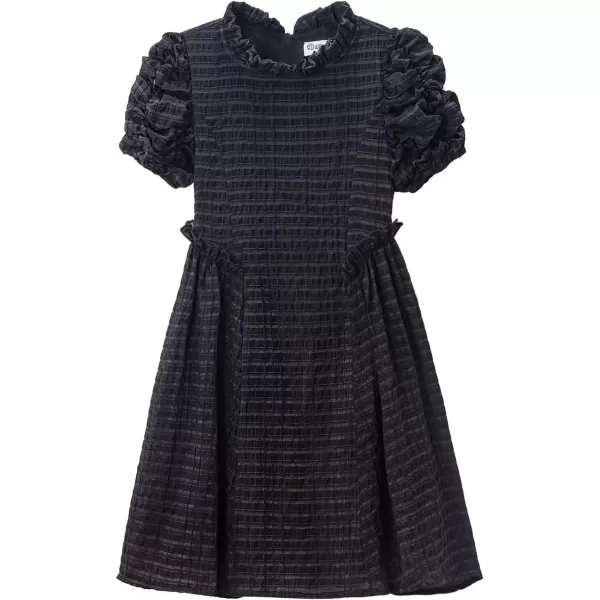 WELAKEN Girls Ruffle Dress Puff Sleeves Summer Casual Sundress with Lining for Toddler ampamp Kids ampamp Little GirlBlack bubble