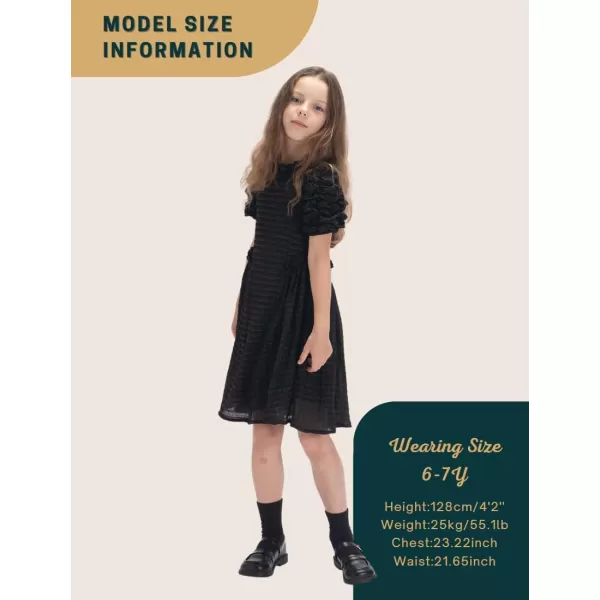 WELAKEN Girls Ruffle Dress Puff Sleeves Summer Casual Sundress with Lining for Toddler ampamp Kids ampamp Little GirlBlack bubble