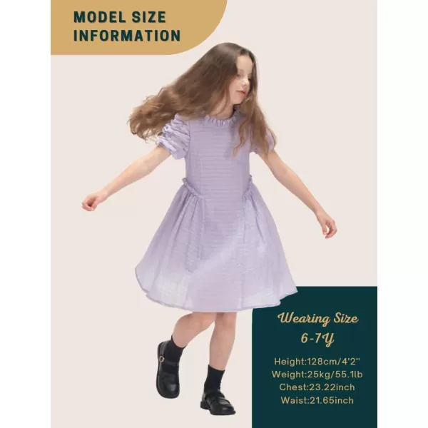 WELAKEN Girls Ruffle Dress Puff Sleeves Summer Casual Sundress with Lining for Toddler ampamp Kids ampamp Little GirlPurple bubble