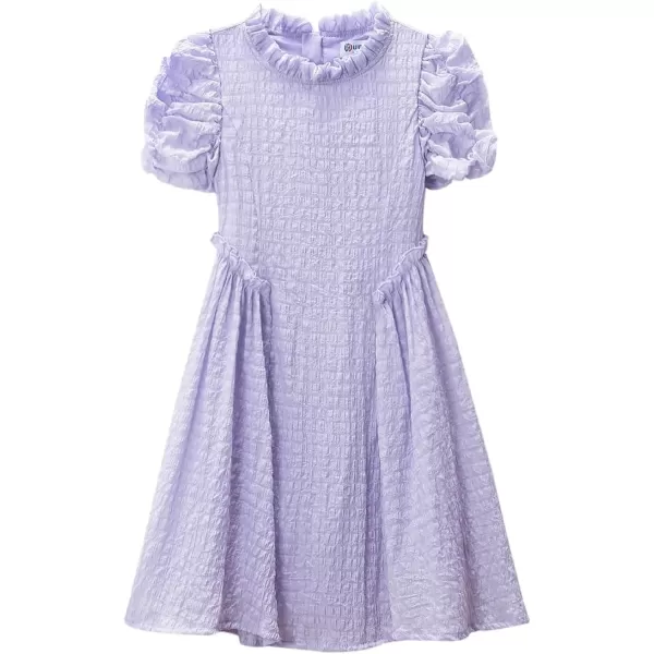 WELAKEN Girls Ruffle Dress Puff Sleeves Summer Casual Sundress with Lining for Toddler ampamp Kids ampamp Little GirlPurple bubble