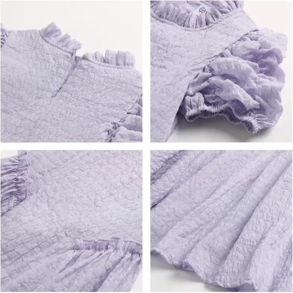 WELAKEN Girls Ruffle Dress Puff Sleeves Summer Casual Sundress with Lining for Toddler ampamp Kids ampamp Little GirlPurple bubble