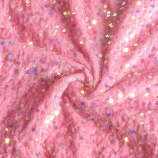 WELAKEN Girls Sequin Hooded Sweatshirt with Pockets Sparkle Long Sleeves Pullover Hoodie for Kids ampamp ToddlerPink sequin