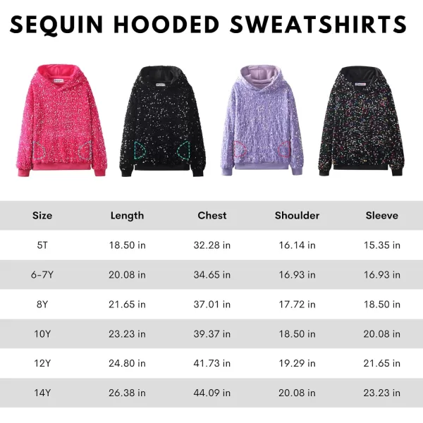 WELAKEN Girls Sequin Hooded Sweatshirt with Pockets Sparkle Long Sleeves Pullover Hoodie for Kids ampamp ToddlerRainbow sequin
