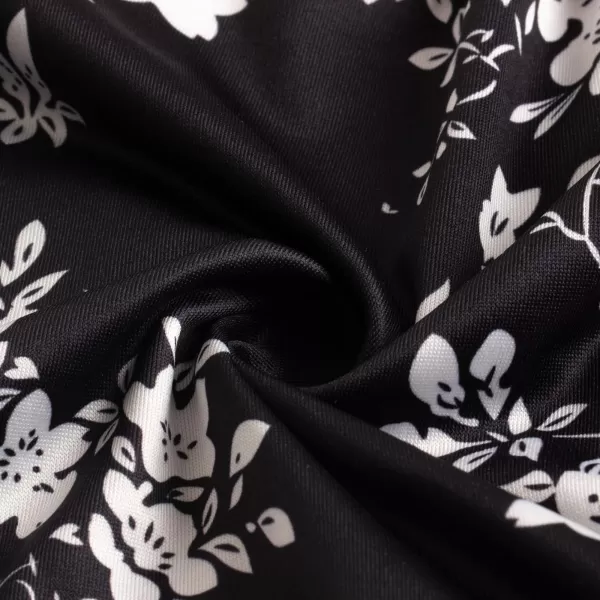 WELAKEN Girls Short Sleeves Floral Printed Dresses with Pocket and Elastic WaistbandBlack