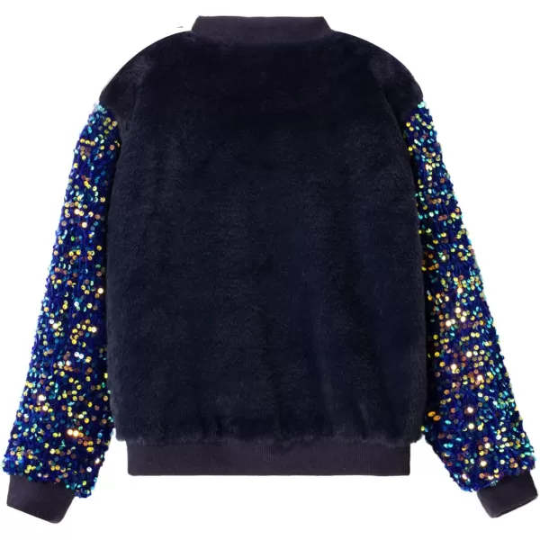 WELAKEN Girls Unicorn Fleece Fullzip Sequin Sleeves Jacket with Pocket for Toddler ampamp KidsBlue