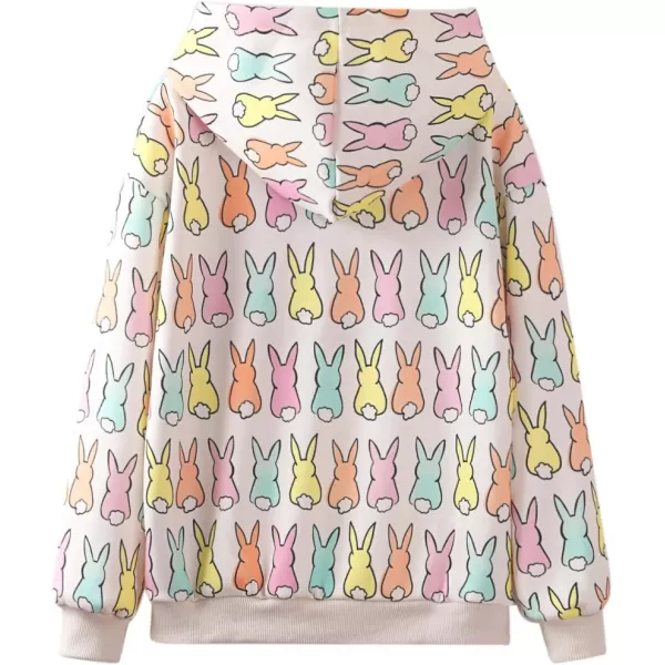 WELAKEN Girls and Toddlers Pullover Printed Hoodie Sweatshirt with Kangaroo PocketBunny