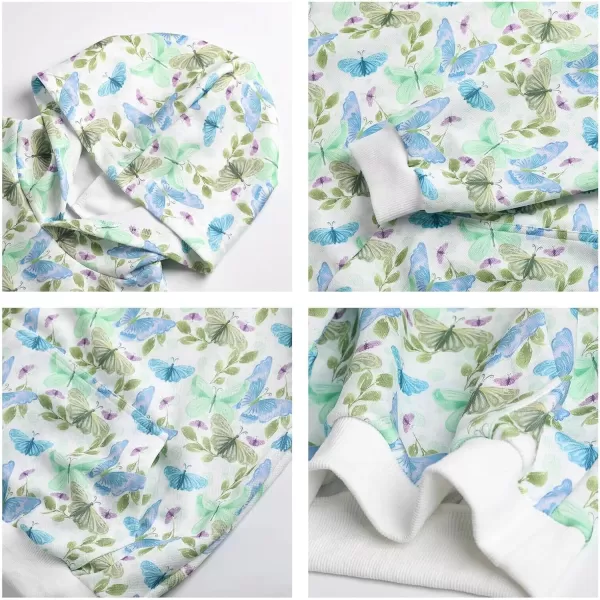 WELAKEN Girls and Toddlers Pullover Printed Hoodie Sweatshirt with Kangaroo PocketButterfly green