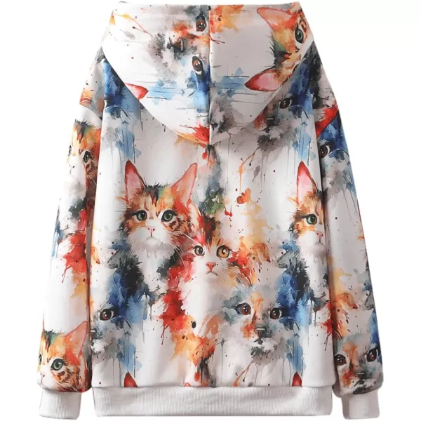 WELAKEN Girls and Toddlers Pullover Printed Hoodie Sweatshirt with Kangaroo PocketCats tiedye