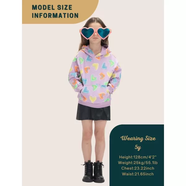 WELAKEN Girls and Toddlers Pullover Printed Hoodie Sweatshirt with Kangaroo PocketHeart purple