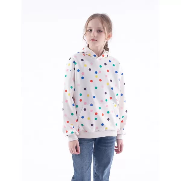 WELAKEN Girls and Toddlers Pullover Printed Hoodie Sweatshirt with Kangaroo PocketPolka Dot