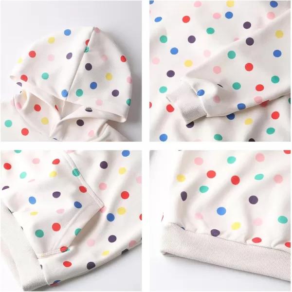 WELAKEN Girls and Toddlers Pullover Printed Hoodie Sweatshirt with Kangaroo PocketPolka Dot