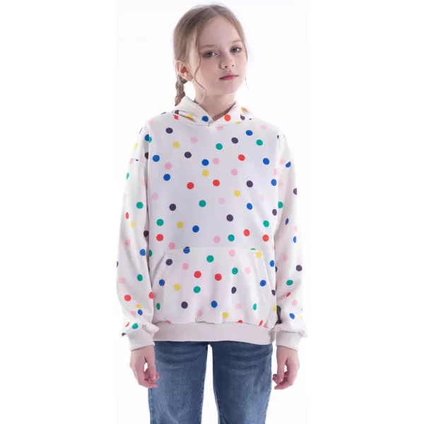 WELAKEN Girls and Toddlers Pullover Printed Hoodie Sweatshirt with Kangaroo PocketPolka Dot