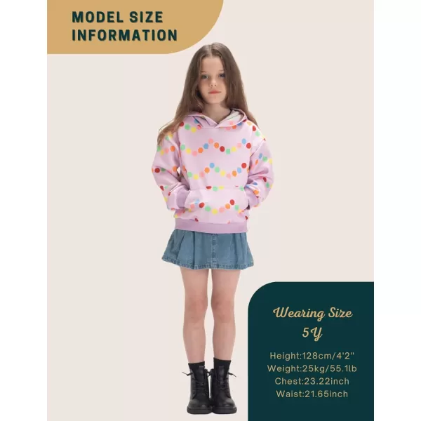 WELAKEN Girls and Toddlers Pullover Printed Hoodie Sweatshirt with Kangaroo PocketPurple polka