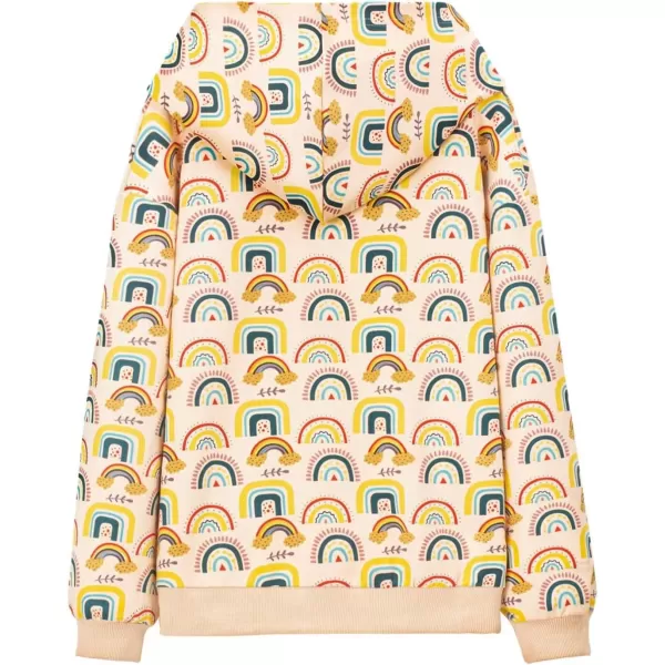 WELAKEN Girls and Toddlers Pullover Printed Hoodie Sweatshirt with Kangaroo PocketRainbow