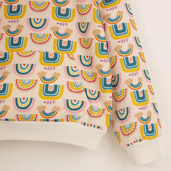WELAKEN Girls and Toddlers Pullover Printed Hoodie Sweatshirt with Kangaroo PocketRainbow
