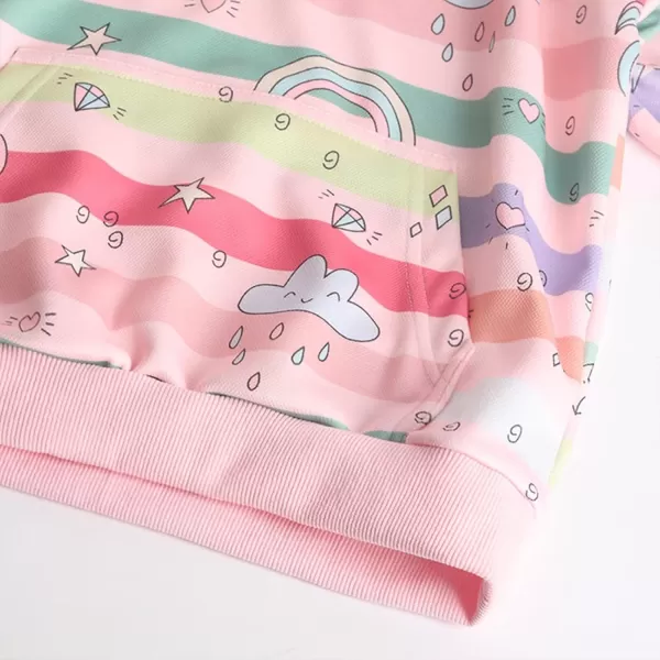 WELAKEN Girls and Toddlers Pullover Printed Hoodie Sweatshirt with Kangaroo PocketRainbow unicorn
