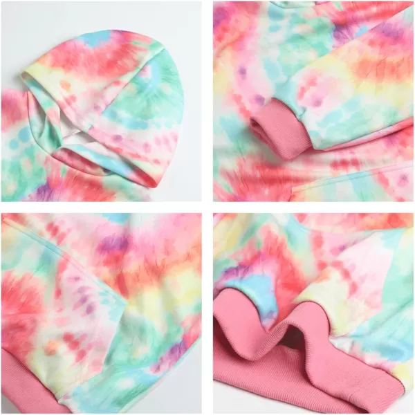 WELAKEN Girls and Toddlers Pullover Printed Hoodie Sweatshirt with Kangaroo PocketTiedye a