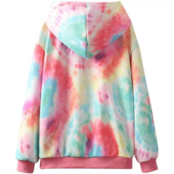 WELAKEN Girls and Toddlers Pullover Printed Hoodie Sweatshirt with Kangaroo PocketTiedye a
