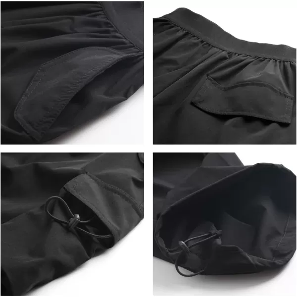 WELAKEN Lightweight Baggy Cargo Pants for Girls Toddler ampamp Kids WaterResistant Utility Parachute Pants with PocketsBlack