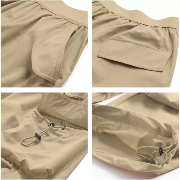 WELAKEN Lightweight Baggy Cargo Pants for Girls Toddler ampamp Kids WaterResistant Utility Parachute Pants with PocketsSand Brown