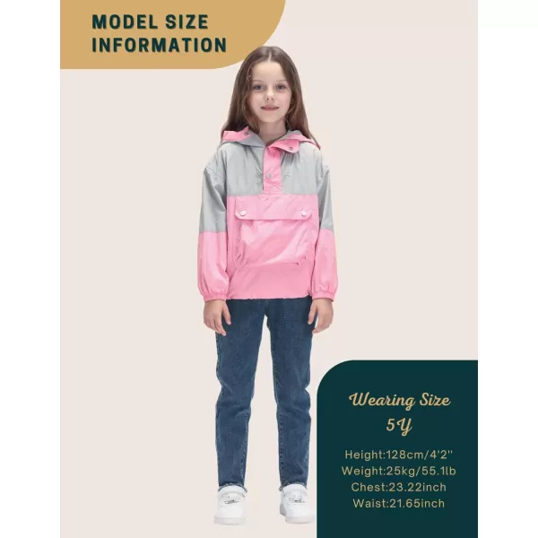 WELAKEN Lightweight Jacket for Girls Kids ampamp Toddler II Girls Print WaterResistant JacketPeach grey