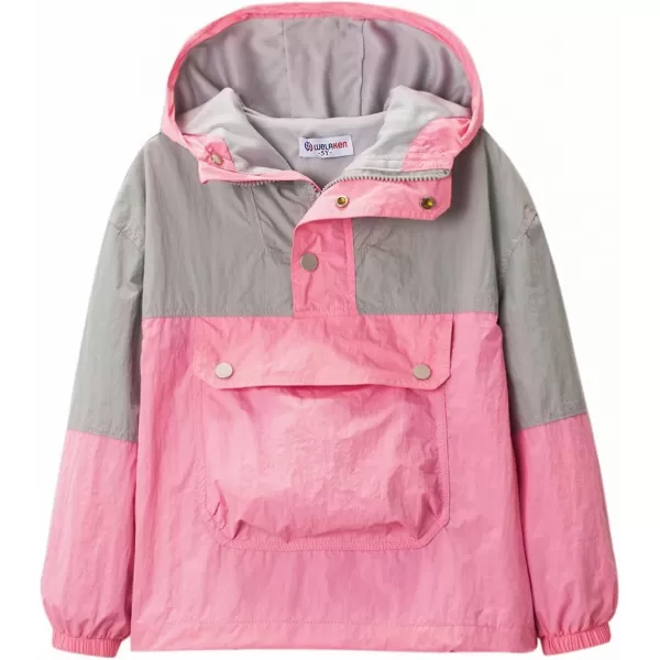 WELAKEN Lightweight Jacket for Girls Kids ampamp Toddler II Girls Print WaterResistant JacketPeach grey