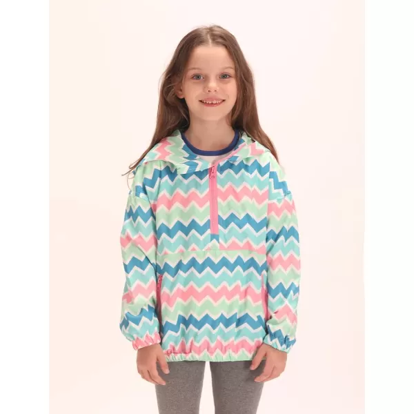 WELAKEN Lightweight Jacket for Girls Kids ampamp Toddler II Girls Print WaterResistant JacketPullover waves
