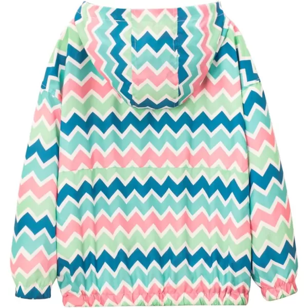 WELAKEN Lightweight Jacket for Girls Kids ampamp Toddler II Girls Print WaterResistant JacketPullover waves