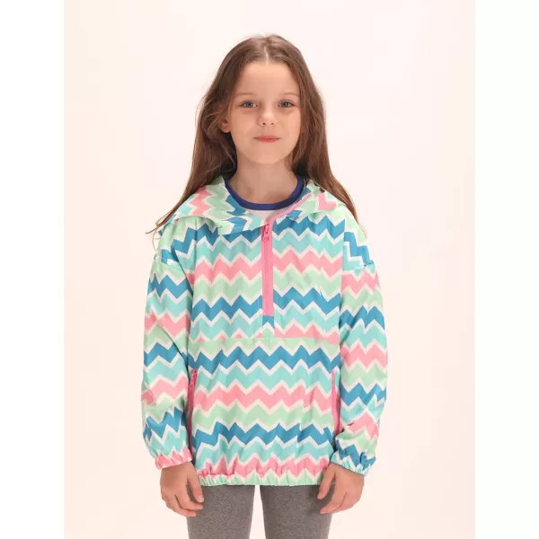 WELAKEN Lightweight Jacket for Girls Kids ampamp Toddler II Girls Print WaterResistant JacketPullover waves