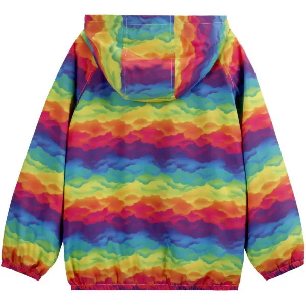 WELAKEN Lightweight Jacket for Girls Kids ampamp Toddler II Girls Print WaterResistant JacketRainbow Clouds