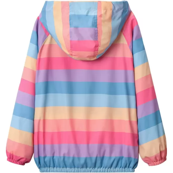 WELAKEN Lightweight Jacket for Girls Kids ampamp Toddler II Girls Print WaterResistant JacketRainbow Strip