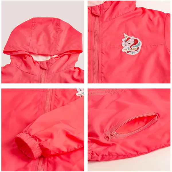 WELAKEN Lightweight Jacket for Girls Kids ampamp Toddler II Girls Print WaterResistant JacketWatermelon Red
