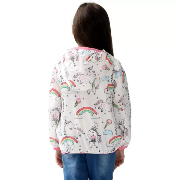 WELAKEN Lightweight Jacket for Girls Kids ampamp Toddler II Girls Print WaterResistant JacketWhite