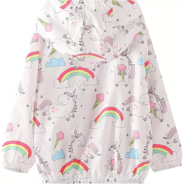 WELAKEN Lightweight Jacket for Girls Kids ampamp Toddler II Girls Print WaterResistant JacketWhite