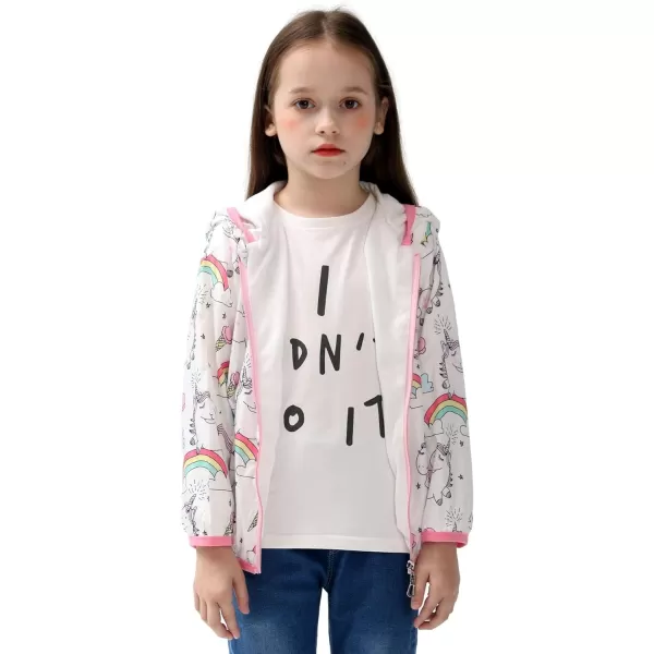 WELAKEN Lightweight Jacket for Girls Kids ampamp Toddler II Girls Print WaterResistant JacketWhite