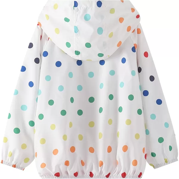 WELAKEN Lightweight Jacket for Girls Kids ampamp Toddler II Girls Print WaterResistant JacketWhite Dot