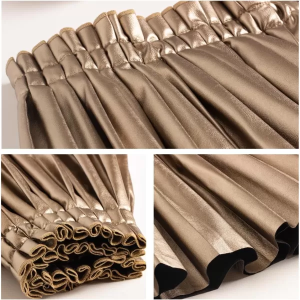 WELAKEN Pu Leather Skirts for Girls Kids ampamp Teen ampamp Toddler ampamp Women Faux Leather Pleated SkirtsCopper