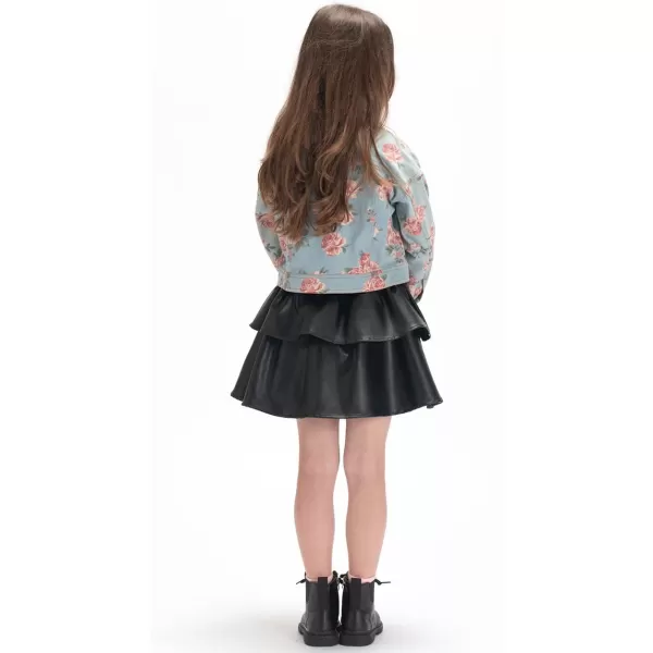 WELAKEN Pu Leather Skirts for Girls Kids ampamp Teen ampamp Toddler ampamp Women Faux Leather Pleated SkirtsDblack layerd