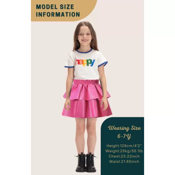 WELAKEN Pu Leather Skirts for Girls Kids ampamp Teen ampamp Toddler ampamp Women Faux Leather Pleated SkirtsDhot Pink layerd