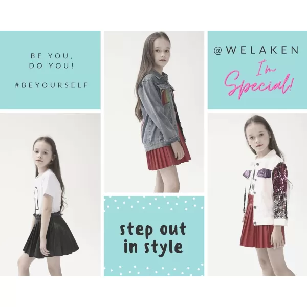 WELAKEN Pu Leather Skirts for Girls Kids ampamp Teen ampamp Toddler ampamp Women Faux Leather Pleated SkirtsGold
