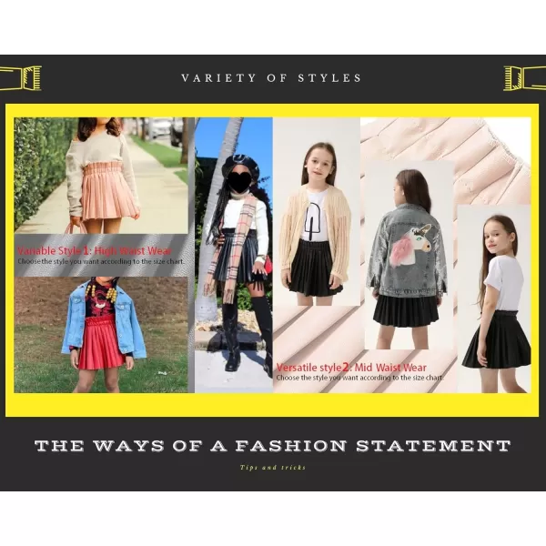 WELAKEN Pu Leather Skirts for Girls Kids ampamp Teen ampamp Toddler ampamp Women Faux Leather Pleated SkirtsGold