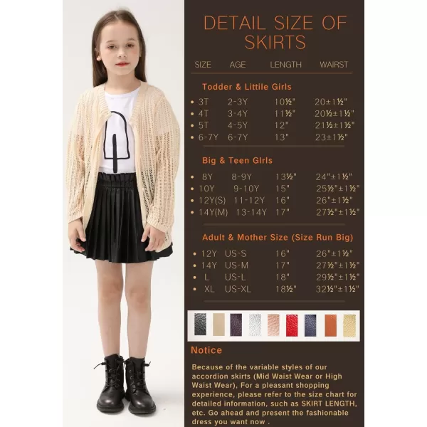 WELAKEN Pu Leather Skirts for Girls Kids ampamp Teen ampamp Toddler ampamp Women Faux Leather Pleated SkirtsGreen
