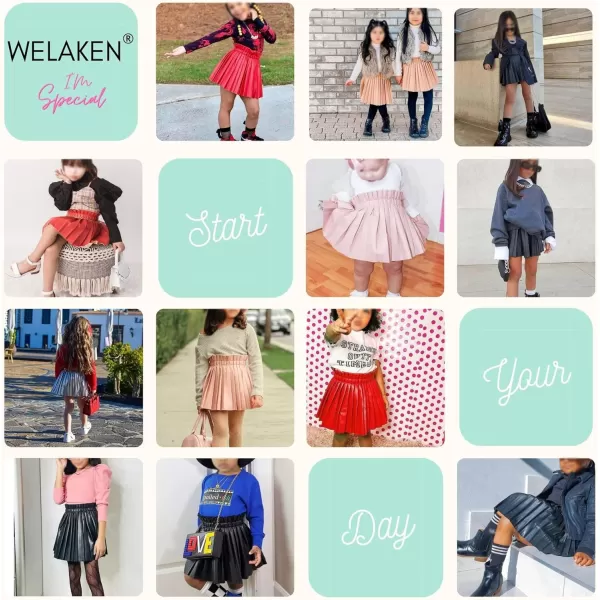 WELAKEN Pu Leather Skirts for Girls Kids ampamp Teen ampamp Toddler ampamp Women Faux Leather Pleated SkirtsGrey