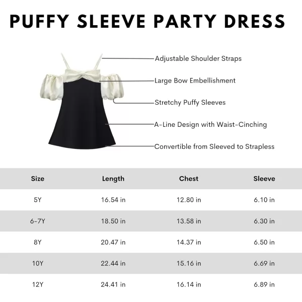 WELAKEN Puffy Sleeve Bowknot Dress for Girls Toddler ampamp Kids II Little Girls Spaghetti Strap Party DressesBlack champagne