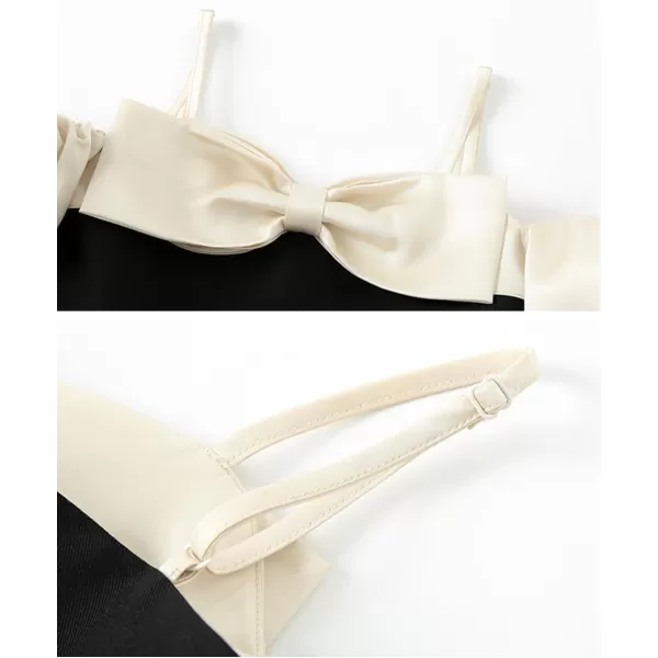 WELAKEN Puffy Sleeve Bowknot Dress for Girls Toddler ampamp Kids II Little Girls Spaghetti Strap Party DressesBlack champagne