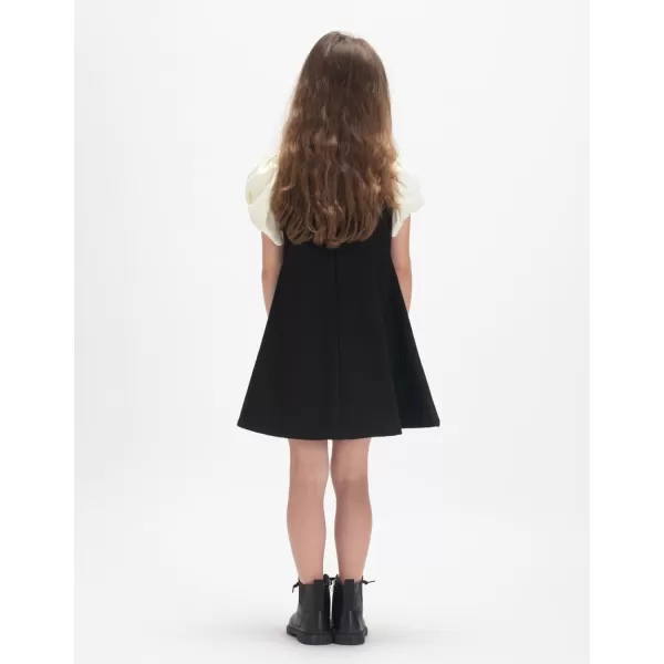 WELAKEN Puffy Sleeve Bowknot Dress for Girls Toddler ampamp Kids II Little Girls Spaghetti Strap Party DressesBlack champagne