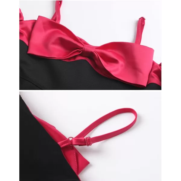 WELAKEN Puffy Sleeve Bowknot Dress for Girls Toddler ampamp Kids II Little Girls Spaghetti Strap Party DressesBlack magenta