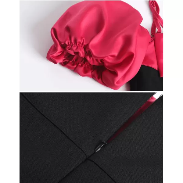 WELAKEN Puffy Sleeve Bowknot Dress for Girls Toddler ampamp Kids II Little Girls Spaghetti Strap Party DressesBlack magenta