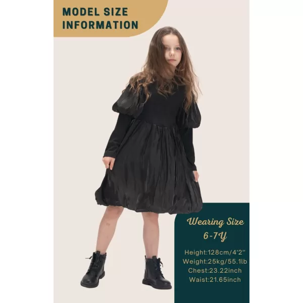 WELAKEN Puffy Sleeve Bowknot Dress for Girls Toddler ampamp Kids II Little Girls Spaghetti Strap Party DressesBlack puffy